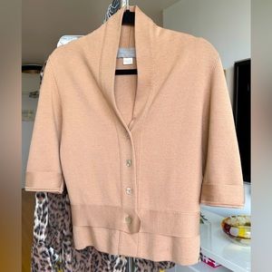 BARNEYS NEW YORK MERINO WOOL SWEATER W/ 3/4 LENGTH SLEEVES & BACK SLIT ~ SMALL